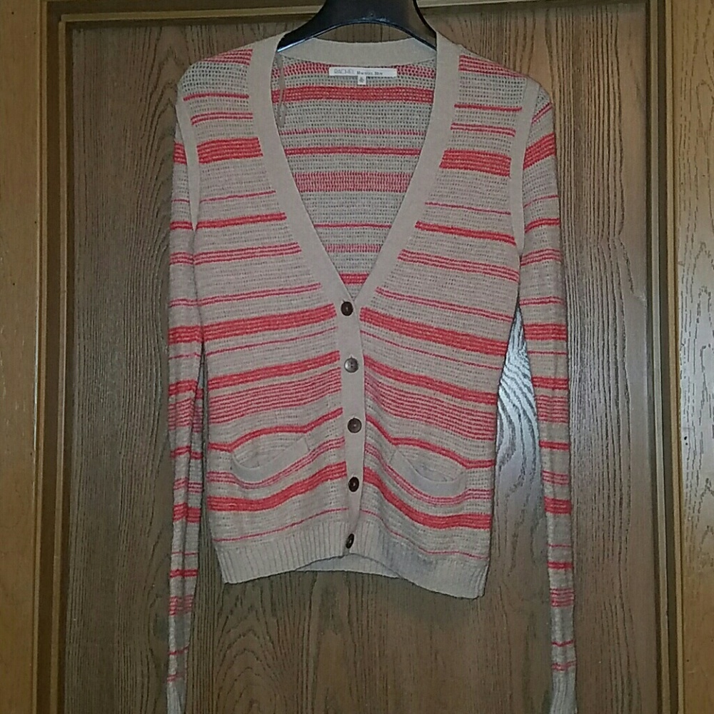 Rachel Roy tan and orange striped cardigan